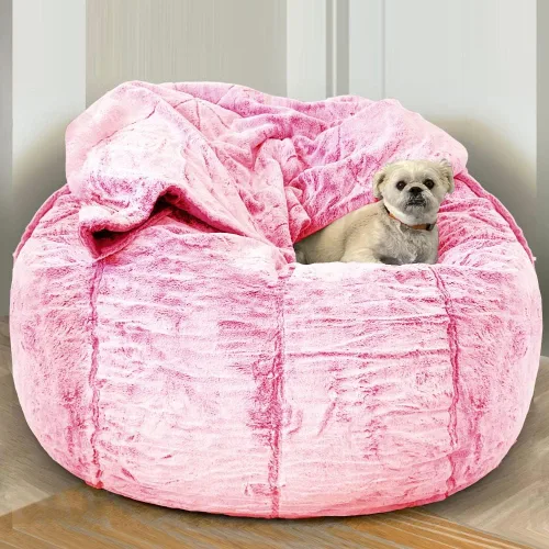 Miniatura 5 de Funda para sillones, 6 pies, redonda, gigante, perezosa, para sofá, cama, saco sin relleno, puf de terciopelo esponjoso, puf, asiento de piso, puf