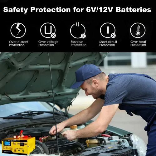 Miniatura 3 de Cargador de batería para auto de 6V y 12V, cargador de goteo inteligente de 15A, mantenedor, cargador de batería de ciclo profundo con reparación