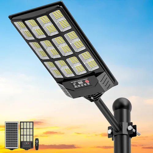 Miniatura 12 de Luces de calle solares para exteriores impermeables, luz de inundación solar de 60000 lm de amplio ángulo, luz de estacionamiento LED con sensor