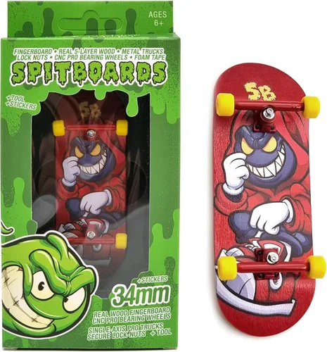 Miniatura 14 de SPITBOARDS® 34mm x 96mm Juego de Diapasón Pro (Completo) Cubierta de Madera Real Camiones Pro con Tuercas de Bloqueo y Bujes Pro Ruedas Pro
