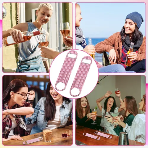 Miniatura 6 de Didaey Abrebotellas plano con purpurina, 4 unidades, acero inoxidable, barra de cerveza, barman clave, amigos, abridor de cerveza con diamantes
