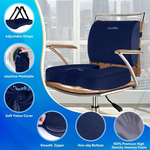 Miniatura 3 de CloudBliss Cojín de asiento, cojín para silla de oficina, cojín de asiento de automóvil, almohada de apoyo lumbar para silla de oficina, almohada