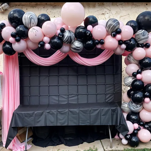 Miniatura 7 de Kit de guirnalda de arco de globos de Halloween, globos negros y rosados, globos de murciélago de aluminio fantasma para la familia, fondo de fiesta