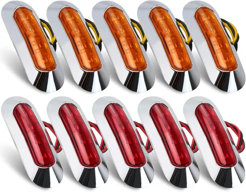 Miniatura 7 de ALFU 40 luces LED indicadoras laterales de 20 ámbar+20 rojas DC12 V-24 V, luces LED intermitentes para remolques, luces delanteras y traseras