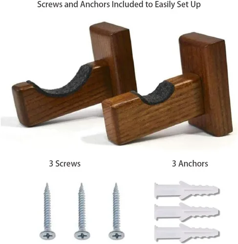 Miniatura 3 de Orga'Neat Vitrina de Exhibición para Bate de Béisbol, Soporte de Pared para Bate con Colgador, Estante Horizontal de Nogal Macizo con Forro Marrón