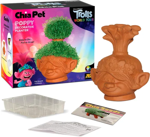 Miniatura 2 de Chia Pet Trolls, Poppy World Tour con paquete de semillas, maceta decorativa de cerámica, fácil de hacer y divertido de cultivar, regalo novedoso