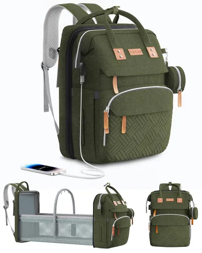 Miniatura 9 de ISMGN Mochila para pañales con cambiador, bolsa de pañales grande, bolsa de bebé, bolsa de pañales negra, negra