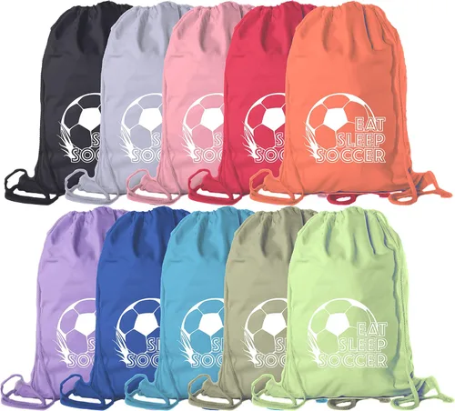 Miniatura 3 de Mato & Hash Mochila con cordón de fútbol, saco ligero de algodón, mochila de fútbol