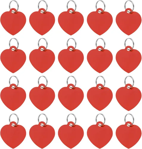 uxcell Etiquetas de identificación para mascotas, etiquetas de grabado de metal, etiqueta de identificación de perro en forma de corazón, etiquetas