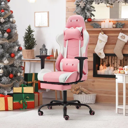 Miniatura 12 de Silla de masaje para juegos con reposapiés, silla ergonómica de PC con respaldo alto con reposacabezas y lumbar, silla giratoria de PU para Negro