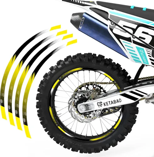 Miniatura 10 de KETABAO Cinta adhesiva para llanta de motocross B01, diseño de rayas de 21, 19 pulgadas, compatible con RMZ 250 450 RM-Z250 RM-Z450 (azul)