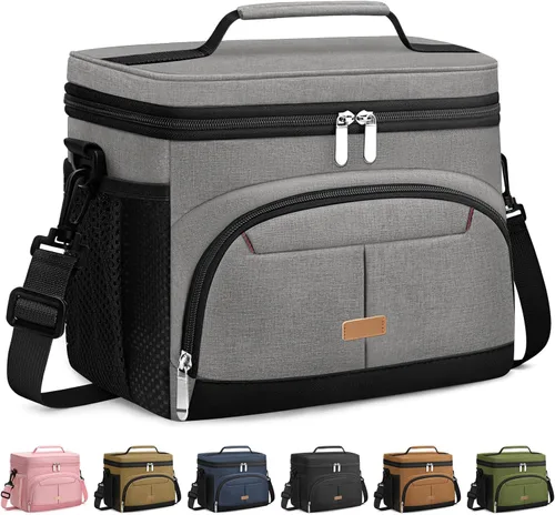 Miniatura 10 de Caja de almuerzo Pritent para hombre y mujer, bolsa de almuerzo aislada, bolsa refrigerante a prueba de fugas, bolsas de almuerzo con asa extraíble