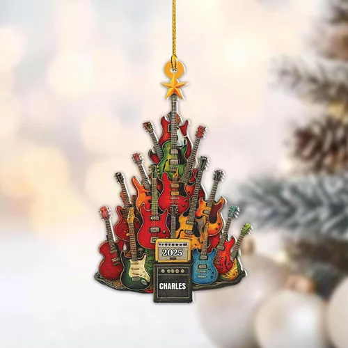Miniatura 11 de MoonArt Adorno personalizado de guitarra de piano, nota musical de piano, adorno con forma de madera acrílica, regalo para amantes de la guitarra