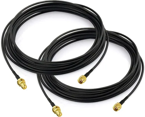 Miniatura 12 de Bingfu Cable de extensión de antena WiFi, paquete de 2 unidades RP-SMA macho a RP-SMA hembra Cable RG174 de 9.8 ft 10 pies para enrutador WiFi