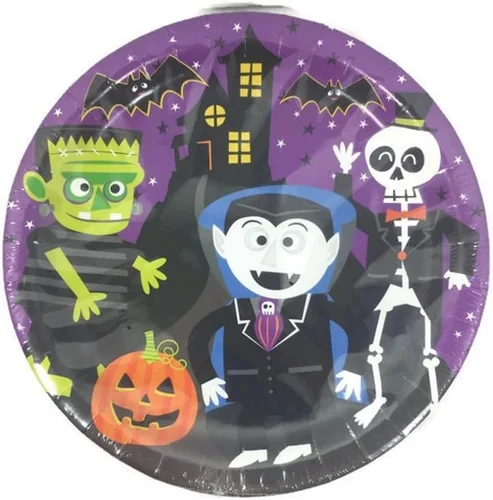 Miniatura 2 de Drácula, Frankenstein y Skeltons, Oh My! Paquete de suministros desechables para fiestas. 3 artículos: platos de papel, servilletas y tazas. Sirve 18