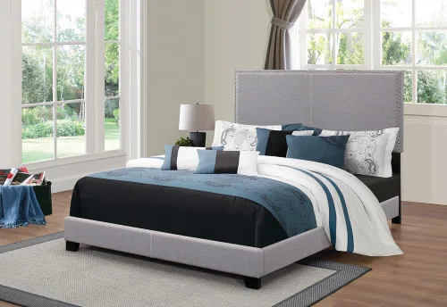 Miniatura 2 de Coaster Home Furnishings Boyd 350071Q - Marco de cama tapizado de tela de transición, tamaño Queen, cabecero de 50 pulgadas, color gris