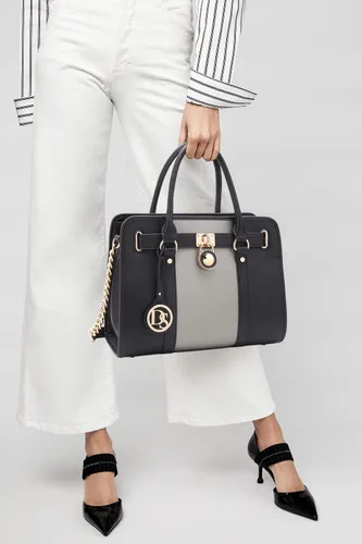 Miniatura 74 de Dasein Bolsos de mano de dos tonos para mujer, bolsos de hombro de cuero vegano, bolsa grande con cartera a juego