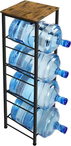 Miniatura 7 de smusei Soporte para jarra de agua de 5 galones, resistente de 4 niveles, con estantes de almacenamiento, estante desmontable para jarra de agua de 5