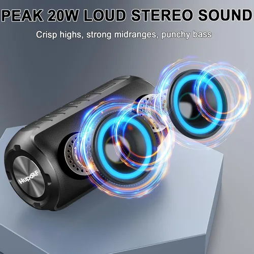 Miniatura 2 de Hupoaf Altavoz Bluetooth, altavoz inalámbrico portátil 2026 con sonido fuerte 6D, IPX7 impermeable, llamada HD, luces RGB, tiempo de reproducción
