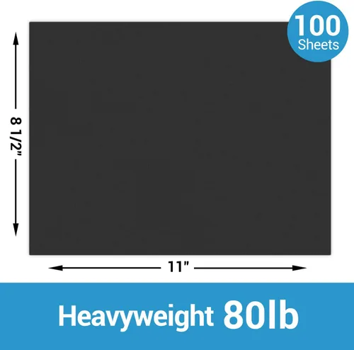 Miniatura 2 de Ohuhu Ohuhu - Papel grueso de cartulina negra, 100 hojas, 8.5 x 11 pulgadas, cartulina pesada de 80 lb/216 g/m² para manualidades y fabricación