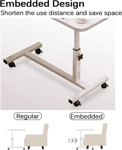 Miniatura 3 de Mesa auxiliar móvil, mesa auxiliar, mesa móvil para portátil con ruedas bloqueables, mesa auxiliar ajustable de altura, fácil montaje, estación