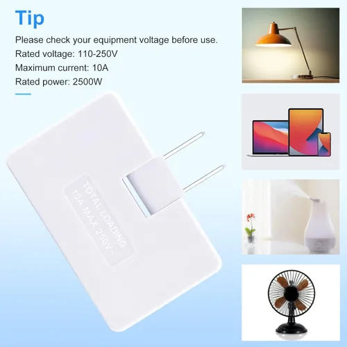 Miniatura 7 de Paquete de 3 extensores de toma de corriente de pared plana de CA, adaptador de enchufe plano, adaptador de pared plegable de 3 vías, enchufe Blanco