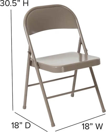 Miniatura 2 de Flash Furniture Paquete de 4 sillas plegables de metal gris con doble refuerzo de la serie HERCULES
