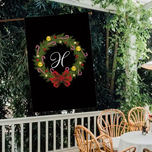 Miniatura 4 de Bandera de bienvenida con monograma de Feliz Navidad, letra A, bandera de jardín, 12.5 x 18 pulgadas, impresión de doble cara para exteriores