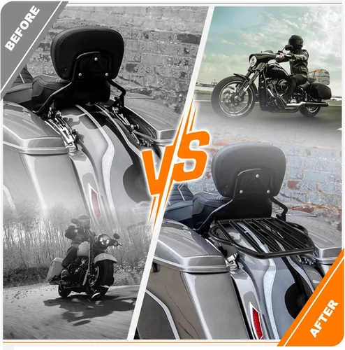 Miniatura 4 de Soporte Negro Desmontable de Equipaje para Dos Plazas para Motocicleta, Montaje Trasero para Harley Touring Street Glide Road King Road Glide