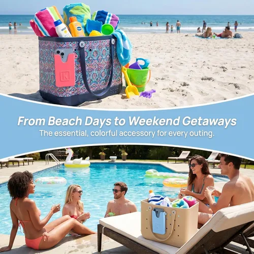 Miniatura 5 de Soporte de silicona para teléfono celular compatible con bolsas Bogg y bolsas de playa con agujeros, accesorio seguro para teléfono para bolsas