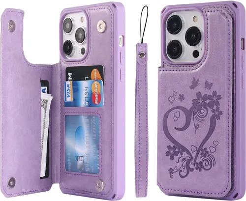 Cavor Funda tipo cartera para iPhone 14 Pro Max con tarjetero, funda para teléfono iPhone 14 Pro Max para mujeres y hombres, funda 14ProMax con