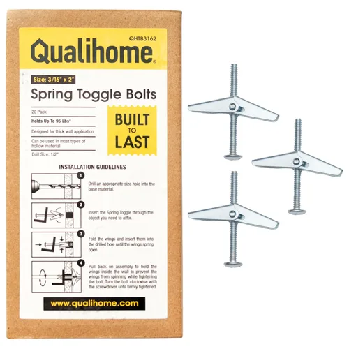 Miniatura 16 de QUALIHOME Anclajes de perno de resorte – Anclajes de pared resistentes para colgar artículos con paredes huecas y más – Anclaje de pared hueco