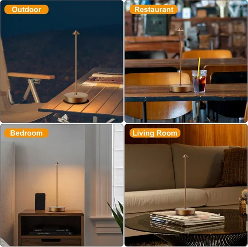 Miniatura 8 de SAKRINGT Paquete de 2 lámparas de mesa inalámbricas recargables, 6000 mAh, a prueba de agua, atenuación continua, moderna, portátil, luz de mesa LED
