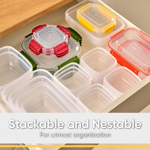 Miniatura 5 de Superio Recipiente de plástico para almacenamiento de alimentos con tapa hermética para cocina, 10 tazas, 80 onzas, libre de BPA, a prueba de fugas