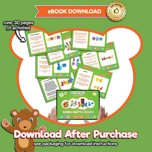 Miniatura 7 de Tuercas y pernos jumbo para niños pequeños – Juego de juego Montessori para niños pequeños y niños pequeños 12 juguetes educativos de terapia