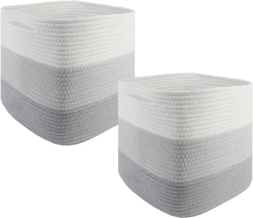Cestas tejidas de almacenamiento para estantes, cesta de juguetes para bebé para estantes, cestas de almacenamiento elegantes para organizar, Gris