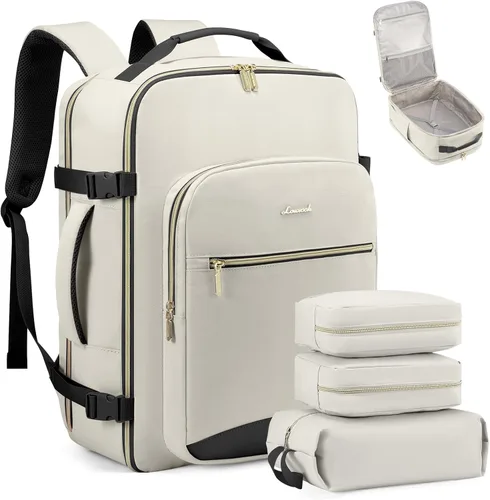 Miniatura 34 de LOVEVOOK Mochila de viaje de 40L aprobada para vuelo, 3 cubos de embalaje, bolsa de viaje impermeable para artículos personales, equipaje de mano