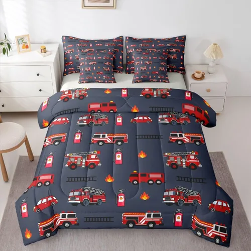 Miniatura 37 de Feelyou Juego de edredón de tren vintage de 7 piezas, diseño retro de motor de vapor para niños y niñas, juego de ropa de cama retro de tren