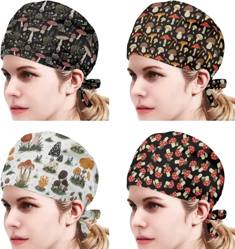 Miniatura 2 de Babrukda Paquete de 4 gorras con banda para el sudor ajustable, gorro de Navidad