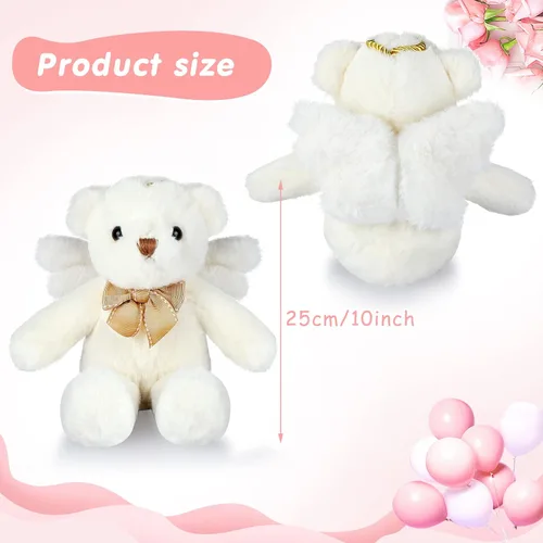 Miniatura 3 de HyDren Animal de peluche de oso de ángel con alas, muñecas de oso blanco para niños y niñas, regalo de cumpleaños (peluche, clásico)