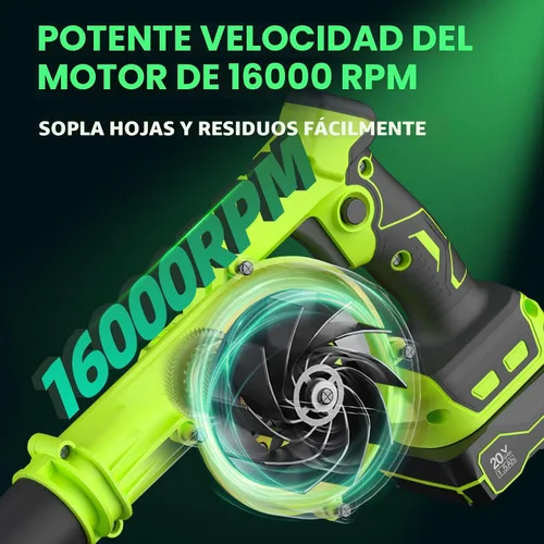 Miniatura 4 de Soplador de hojas inalámbrico con batería y cargador, soplador eléctrico inalámbrico de 20 V, soplador de hojas pequeñas de 120 MPH, soplador