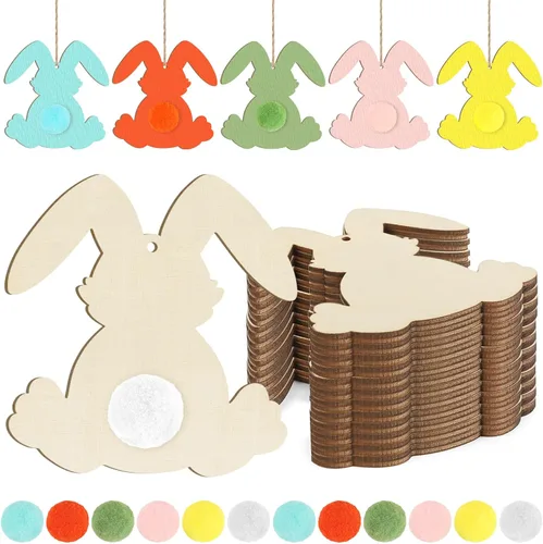 Miniatura 34 de Adornos de madera para árbol de Navidad para pintar, decoración de Navidad y Acción de Gracias, recortes sin terminar, 24 piezas de 3.5 x 3