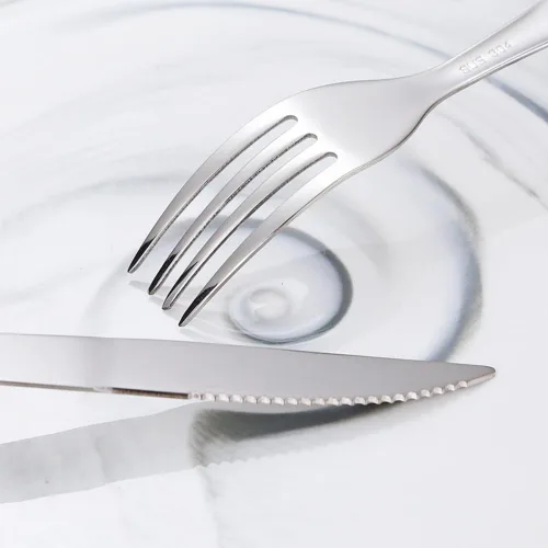 Miniatura 4 de Juego de 20 cubiertos de acero inoxidable con mango de madera maciza para 4 personas, cuchillo para carne, cuchara de postre (oscuro)