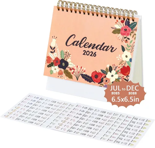 Miniatura 11 de Multibey Calendario de escritorio 2025-2026, calendario de escritorio pequeño abatible de 6.5 x 6.5 pulgadas, julio 2025-diciembre 2026, calendario