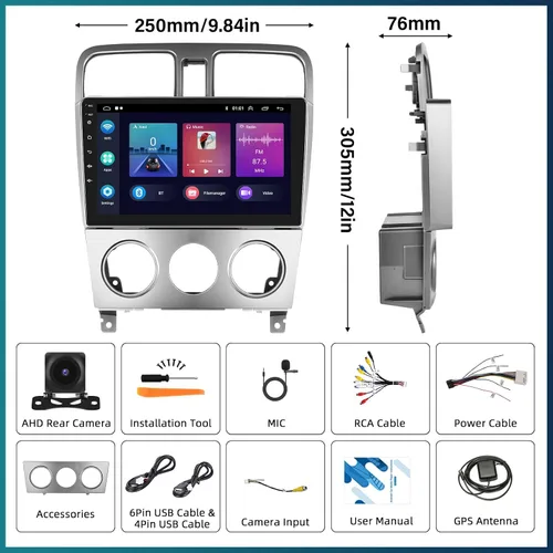 Miniatura 7 de 【4 núcleos + 64G HiFi Audio】 Estéreo de coche para Subaru Forester 2004 2005 2006 2007 2008 Android Radio inalámbrica A-pple CarPlay Android Auto 9