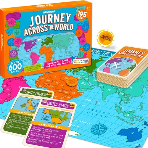 Miniatura 13 de QUOKKA Juego de Mesa Espacial para Niños de 8-12 años - Juego Familiar Educativo para Adolescentes y Adultos - 130 Tarjetas de Preguntas - Datos