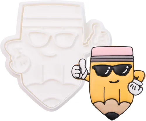 Miniatura 7 de Juego de cortador de galletas de regreso a clases con sellos de émbolo, 11 piezas, regalos de cocina, cumpleaños, vacaciones, ácido poliláctico 3D