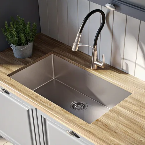 Miniatura 2 de Kraus Standart PRO - Fregadero de cocina empotrado de acero inoxidable de 28 pulgadas y calibre 16 con un solo tazón - KHU100-28