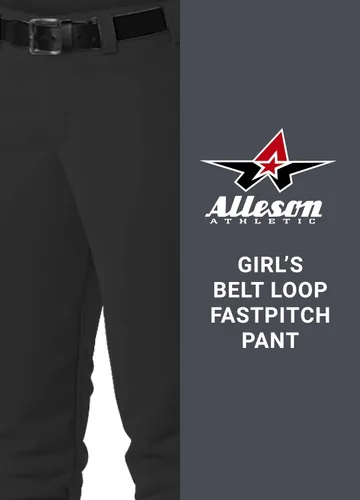 Miniatura 5 de Alleson Athletic Girls Belt Loop Fastpitch Pant Negro
