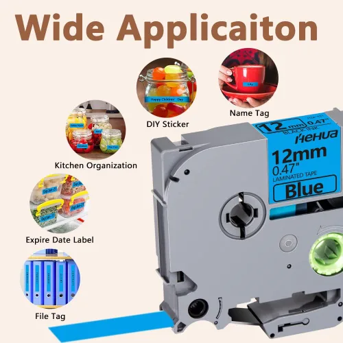 Miniatura 7 de Cinta Hehua Tze Tz 12mm 0.47 laminada azul compatible para Brother P-Touch TZe-531 TZe531 TZ-531 TZ531 para Ptouch PT D210 D200 D210 D610 H110, 1/2